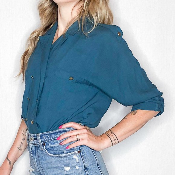 Vintage 80s Campagnie Internationale EXPRESS double breasted top. - Picture 3 of 13